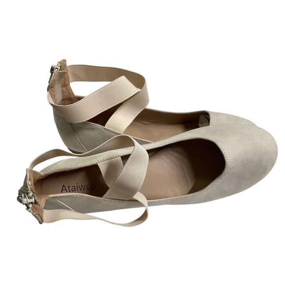 Ataiwee womens ballet flats elastic crisscross ankle strap mary jane size 9.5 - Picture 2 of 4